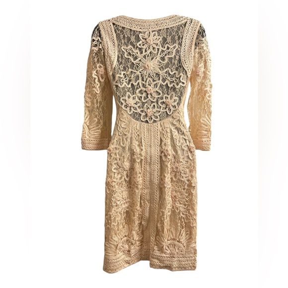 Sue Wong Nocturne Lace Cream Cocktail Dress Floral Pattern Lace Mini Sz 0 - Picture 3 of 8